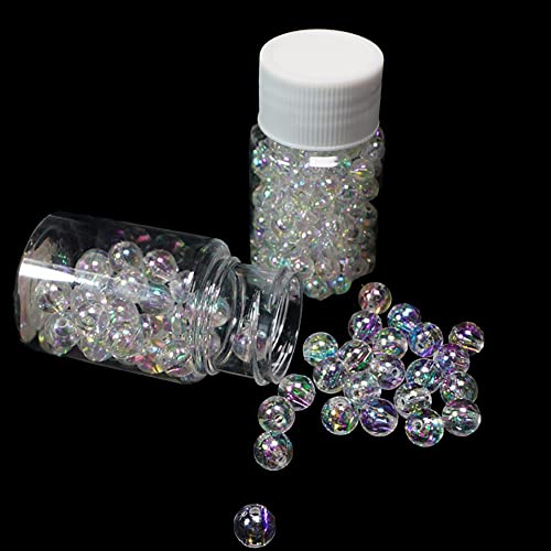 JIHUOO 2 Boxen Transparente Acrylperlen Runde Kristall Perlen Glitzernde Perlen Bastelperlen Dekoperlen Schmuckperlen für Armbänder Halskette 8mm 100 Stück von JIHUOO