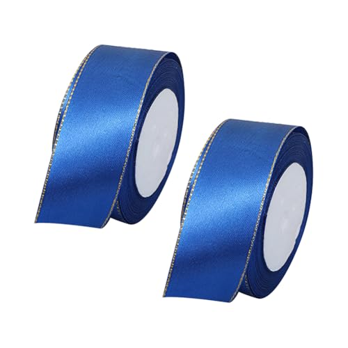 JIHUOO 2 Rollen 22 Meter x 4 cm Satin-Geschenkband mit Goldrand, Stoffband, Blumenstrauß, Wickelbänder, Schleifenherstellung, Bänder für Hochzeit, Geburtstag, Party, Dekoration, Blau JIHUOO 2 Rollen 22 Meter x 4 cm Satin-Geschenkband mit Goldrand, Stoffband, Blumenstrauß, Wickelbänder, Schleifenherstellung, Bänder für Hochzeit, Geburtstag, Party, Dekoration, Blau von JIHUOO