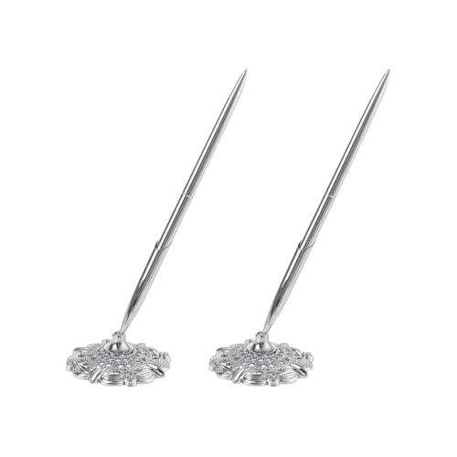 JIHUOO 2 Stück Hochzeitsstift und Metallständer, Signierschreibtisch, Kugelschreiber, Gästebuch, mit Ständer, Hochzeitsunterschrift, Stifte-Set für Braut, Lehrer, Hochzeit, Verlobung, Silber JIHUOO 2 Stück Hochzeitsstift und Metallständer, Signierschreibtisch, Kugelschreiber, Gästebuch, mit Ständer, Hochzeitsunterschrift, Stifte-Set für Braut, Lehrer, Hochzeit, Verlobung, Silber von JIHUOO