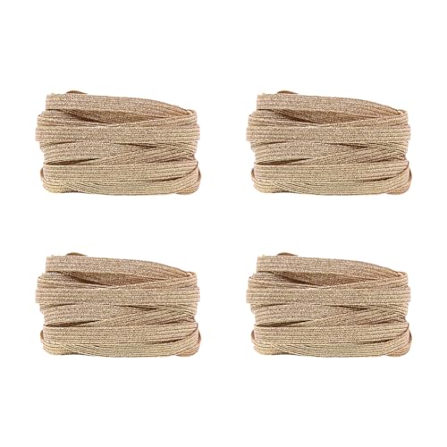 JIHUOO 20 Meter 1/4 Zoll Flach Geflochtenes Gummiband Breite Elastische Schnüre Dünnes Streifenband Dehnbares Band Stretch Handwerk Band zum Nähen Bund Kleid Kleidung Golden von JIHUOO