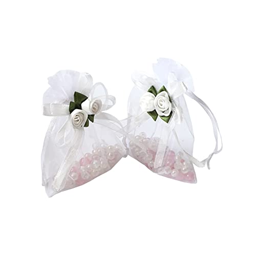 JIHUOO 20 Stück Organzasäckchen Geschenktüten Durchsichtig Organzabeutel Stoffsäckchen Schmuckbeutel Organza Säckchen für Lavendel Hochzeit Weiß von JIHUOO
