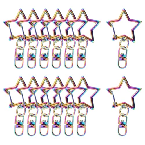 JIHUOO 20 Stück Regenbogen-Stern-Schlüsselanhänger-Clip, Drehverschluss, Karabinerhaken, Schlüsselring-Verschlüsse, Schmuckherstellung, Verschlüsse mit offenem Sprungring JIHUOO 20 Stück Regenbogen-Stern-Schlüsselanhänger-Clip, Drehverschluss, Karabinerhaken, Schlüsselring-Verschlüsse, Schmuckherstellung, Verschlüsse mit offenem Sprungring von JIHUOO