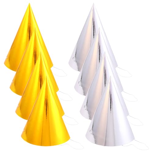 JIHUOO 20 Stück metallische Papierkegel-Partyhüte in Gold und Silber, Partyhüte für Geburtstagspartys, Glitzer, Folienhut, glitzernd, Prinzessinnen-Geburtstagshut, lustige Weihnachtsparty-Hüte mit JIHUOO 20 Stück metallische Papierkegel-Partyhüte in Gold und Silber, Partyhüte für Geburtstagspartys, Glitzer, Folienhut, glitzernd, Prinzessinnen-Geburtstagshut, lustige Weihnachtsparty-Hüte mit von JIHUOO
