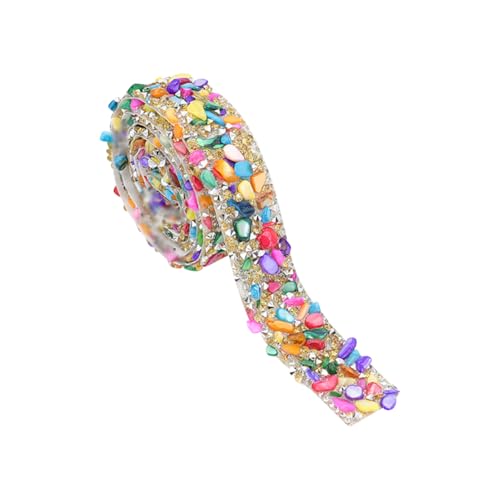 JIHUOO 20 mm x 91 cm buntes Edelsteinband, selbstklebend, Kristall-Strass-Bordüre, Perlenverzierung, glitzerndes Band für Dekoration von JIHUOO