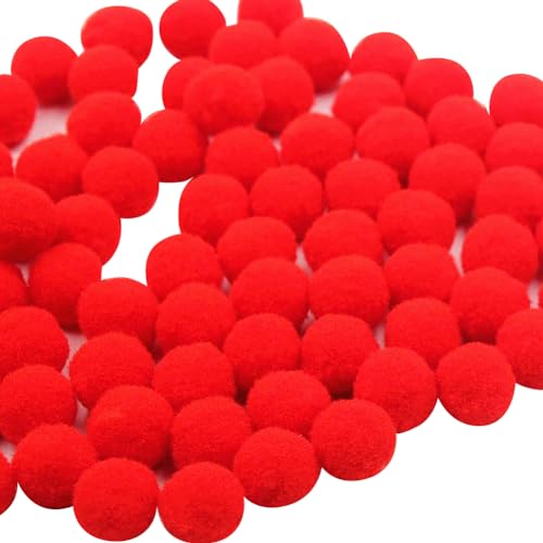 JIHUOO 200 Stück 2 cm rot-grüne Pompom-Bälle, flauschige Pompons, weiche Puffbälle, niedliche Weihnachts-Pompons, Basteln, Basteln, Basteln, Basteln, Pompons, Kunst, kreative Pompons, Rot von JIHUOO