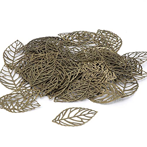 JIHUOO 200 Stück Metall Hohle Baum Blätter DIY Anhänger Dekoration Baum Blätter Charms Ornamente für DIY Schmuckherstellung Bronze von JIHUOO
