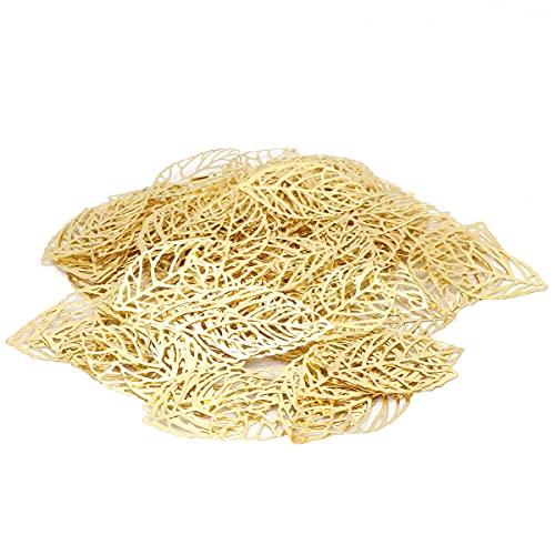 JIHUOO 200 Stück Metall Hohle Baum Blätter DIY Anhänger Dekoration Baum Blätter Charms Ornamente für DIY Schmuckherstellung Golden von JIHUOO