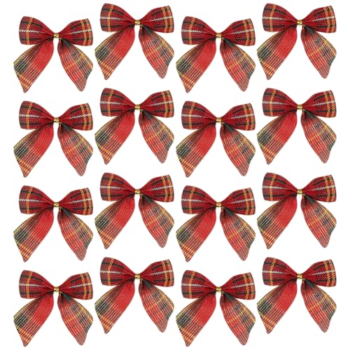 JIHUOO 24 Stück Weihnachtsschleifen aus Sackleinen, karierte Schleifen, Gingham-Band, Büffelkariert, Schleifen, Weihnachtsbaum-Schleifen, Geschenkpapier, Urlaub, dekorative Schleifen, kleine JIHUOO 24 Stück Weihnachtsschleifen aus Sackleinen, karierte Schleifen, Gingham-Band, Büffelkariert, Schleifen, Weihnachtsbaum-Schleifen, Geschenkpapier, Urlaub, dekorative Schleifen, kleine von JIHUOO