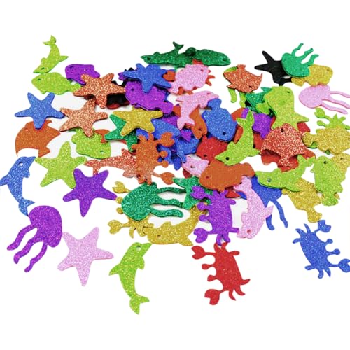 JIHUOO 240 Stück Meerestiere, Schaumstoff-Aufkleber, bunte Glitzer-Ozean-Aufkleber, niedliche Tieraufkleber, Grußkarten-Aufkleber, Kinder, Scrapbooking, Wanddekoration, Aufkleber JIHUOO 240 Stück Meerestiere, Schaumstoff-Aufkleber, bunte Glitzer-Ozean-Aufkleber, niedliche Tieraufkleber, Grußkarten-Aufkleber, Kinder, Scrapbooking, Wanddekoration, Aufkleber von JIHUOO