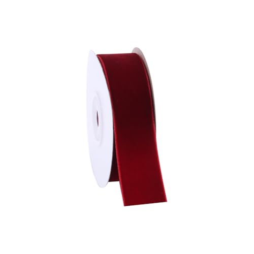 JIHUOO 25 mm x 9,1 m extra breites Samtband Geschenkverpackung Stoffband Vintage Stil Band Weihnachtskranz Bänder Schleifenherstellung Band Urlaub Dekoband Rot JIHUOO 25 mm x 9,1 m extra breites Samtband Geschenkverpackung Stoffband Vintage Stil Band Weihnachtskranz Bänder Schleifenherstellung Band Urlaub Dekoband Rot von JIHUOO