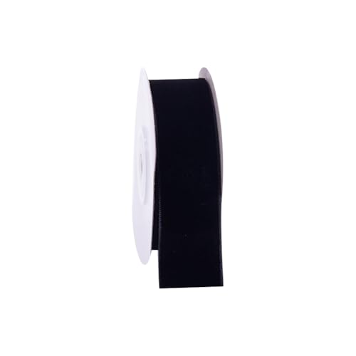 JIHUOO 25 mm x 9,1 m extra breites Samtband Geschenkverpackung Stoffband Vintage Stil Band Weihnachtskranz Bänder Schleifenherstellung Band Urlaub Dekoband Schwarz JIHUOO 25 mm x 9,1 m extra breites Samtband Geschenkverpackung Stoffband Vintage Stil Band Weihnachtskranz Bänder Schleifenherstellung Band Urlaub Dekoband Schwarz von JIHUOO