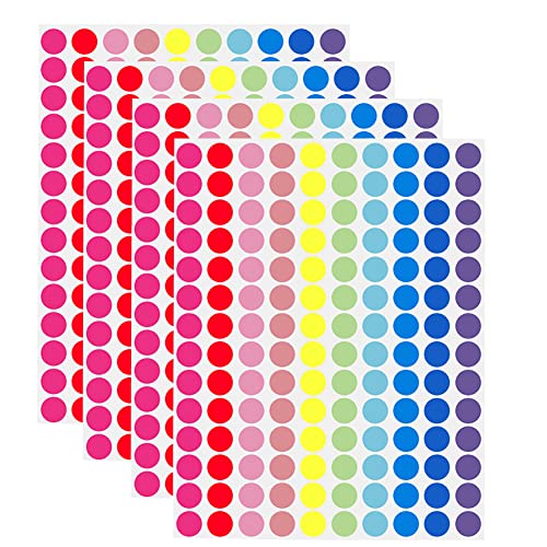 JIHUOO 2800 Stück 19mm Runde Klebepunkte Bunt Punktaufkleber Etiketten Markierungspunkte Selbstklebend Farbcodierung Aufkleber Farbetiketten von JIHUOO