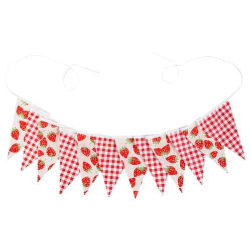 JIHUOO 3,2 m lange Erdbeer-Flagge, Banner, Erdbeer-Motto-Party, Banner, Beere, Babyparty, hängende Girlande, Obst-Thema, Geburtstagsbanner rot und weiß, kariert, Banner, Stoff, Wimpel, Dreieck-Flagge JIHUOO 3,2 m lange Erdbeer-Flagge, Banner, Erdbeer-Motto-Party, Banner, Beere, Babyparty, hängende Girlande, Obst-Thema, Geburtstagsbanner rot und weiß, kariert, Banner, Stoff, Wimpel, Dreieck-Flagge von JIHUOO