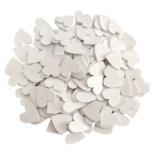 JIHUOO 300 Stück 2 cm kleine weiße Holzherzen, unlackiertes Holz, Herzausschnitte, blanko, Holzscheiben, Valentinstag, Holzornamente, Verzierungen, herzförmige Holzschilder, Anhänger von JIHUOO