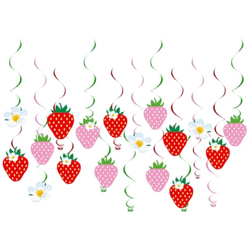 JIHUOO 32 Stück Erdbeer-Hängewirbel Erdbeer-Themen-Geburtstagsbanner Obst-Themen-Party-Dekorationen Babyparty-Deckenhänge-Dekorationen JIHUOO 32 Stück Erdbeer-Hängewirbel Erdbeer-Themen-Geburtstagsbanner Obst-Themen-Party-Dekorationen Babyparty-Deckenhänge-Dekorationen von JIHUOO