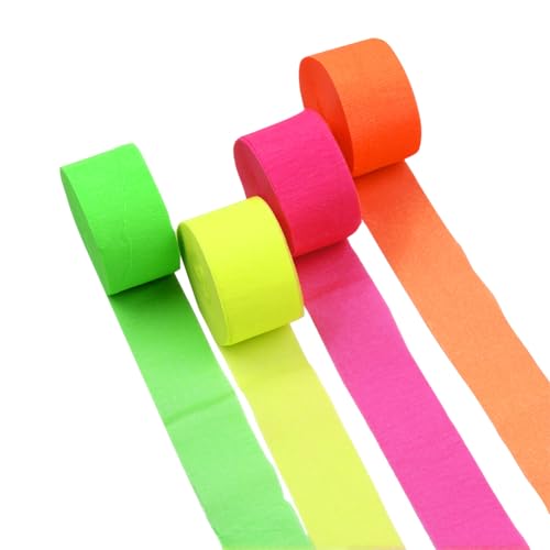 JIHUOO 4 Rollen Neon Krepppapier Luftschlangen Glow in the Dark Luftschlangen Fluoreszierende Luftschlangen Neon Geburtstag Party Hintergrund Dekorationen JIHUOO 4 Rollen Neon Krepppapier Luftschlangen Glow in the Dark Luftschlangen Fluoreszierende Luftschlangen Neon Geburtstag Party Hintergrund Dekorationen von JIHUOO