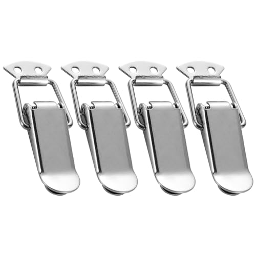 JIHUOO 4 Stück Edelstahl-Verriegelungen, Metall-Verriegelung, kleine Riegel, Schnappverschluss, Holzkoffer, Kastenverschluss, federbelasteter Knebelverschluss von JIHUOO