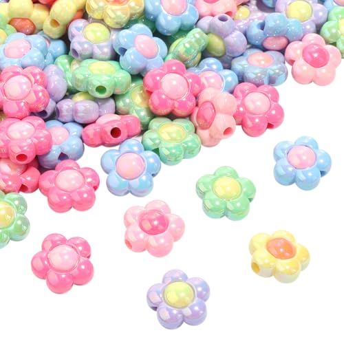 JIHUOO 40 Stück Acryl-Blumen-Perlen, bunte Armbandperlen, niedliche Schmuckperlen, Schlüsselanhänger, lose Abstandshalter, Ohrringe, Halsketten, Perlen, Bastelperlen JIHUOO 40 Stück Acryl-Blumen-Perlen, bunte Armbandperlen, niedliche Schmuckperlen, Schlüsselanhänger, lose Abstandshalter, Ohrringe, Halsketten, Perlen, Bastelperlen von JIHUOO