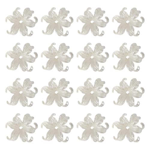 JIHUOO 40 Stück große Perlen in Blumenform, weiße Blume, Ohrringe, Perlen, niedlicher Schlüsselanhänger, Perlen, Armband, Halskette, Perlen, Schmuckherstellung, lose Abstandshalter JIHUOO 40 Stück große Perlen in Blumenform, weiße Blume, Ohrringe, Perlen, niedlicher Schlüsselanhänger, Perlen, Armband, Halskette, Perlen, Schmuckherstellung, lose Abstandshalter von JIHUOO