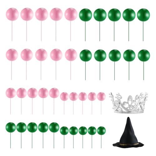 JIHUOO 40 Stück rosa und grüne runde Kugel-Kuchenaufsätze, Mini-Ballons, Kuchenaufsatz, Sticks, Bälle, Cupcake-Picks mit Prinzessinnenkronenhut und Hexenhut, Backen, Kuchendekorationen JIHUOO 40 Stück rosa und grüne runde Kugel-Kuchenaufsätze, Mini-Ballons, Kuchenaufsatz, Sticks, Bälle, Cupcake-Picks mit Prinzessinnenkronenhut und Hexenhut, Backen, Kuchendekorationen von JIHUOO