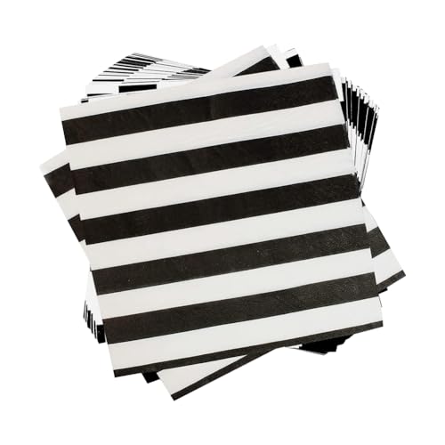 JIHUOO 40 Stück schwarz und weiß gestreifte Papierservietten Streifen Cocktail-Servietten Hochzeit Streifen Servietten Tee Party Getränke-Servietten Geburtstag Mittagessen Servietten Hochzeit Gäste JIHUOO 40 Stück schwarz und weiß gestreifte Papierservietten Streifen Cocktail-Servietten Hochzeit Streifen Servietten Tee Party Getränke-Servietten Geburtstag Mittagessen Servietten Hochzeit Gäste von JIHUOO