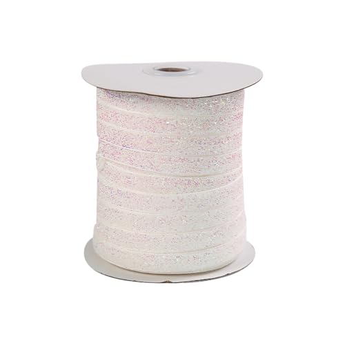 JIHUOO 45,7 m 10 mm metallisches Glitzerband, weißes Glitzerband, funkelndes Stoffband, funkelndes Weihnachtsband, dekoratives Nähband, Haarschleifenband JIHUOO 45,7 m 10 mm metallisches Glitzerband, weißes Glitzerband, funkelndes Stoffband, funkelndes Weihnachtsband, dekoratives Nähband, Haarschleifenband von JIHUOO