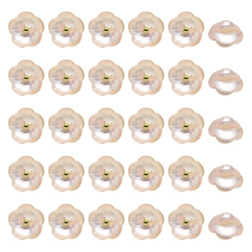 JIHUOO 50 Stück 11 mm runde Kunststoff-Blumenknöpfe dekorative Schaftknöpfe Nähen Handwerk Knöpfe Scrapbooking Blusenknöpfe Ersatz Rosa von JIHUOO