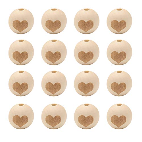 JIHUOO 50 Stücke Natur Holz Runde Perlen Holzperlen Bastelperlen Lose Spacer Perlen für Schmuck Herstellung Herz JIHUOO 50 Stücke Natur Holz Runde Perlen Holzperlen Bastelperlen Lose Spacer Perlen für Schmuck Herstellung Herz von JIHUOO