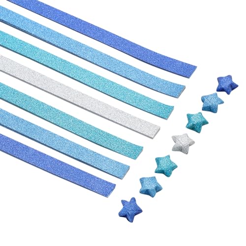 JIHUOO 540 Blatt Glitzer Stern Origami Papierstreifen Sparkling Star Faltstreifen Glücksstern Papierstreifen Paket DIY Papier für Geschenke Kunst Bastelbedarf Blau JIHUOO 540 Blatt Glitzer Stern Origami Papierstreifen Sparkling Star Faltstreifen Glücksstern Papierstreifen Paket DIY Papier für Geschenke Kunst Bastelbedarf Blau von JIHUOO