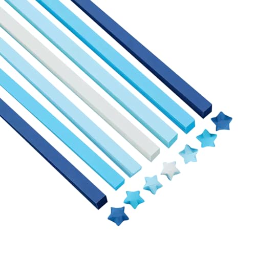 JIHUOO 540 Blatt Origami Sterne Papier Faltstreifen Stern Origami Papierstreifen Glücksstern Papierstreifen Paket DIY Papier Basteln Kunst Bastelbedarf Blau von JIHUOO