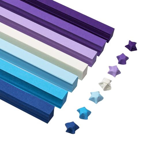 JIHUOO 540 Blatt bunte Origami-Stern-Papierstreifen, doppelseitig, Glücksstern, Papierstreifen, Stern-Faltpapier, Bastelpapier für Schule, Unterricht, Blau, Lila JIHUOO 540 Blatt bunte Origami-Stern-Papierstreifen, doppelseitig, Glücksstern, Papierstreifen, Stern-Faltpapier, Bastelpapier für Schule, Unterricht, Blau, Lila von JIHUOO
