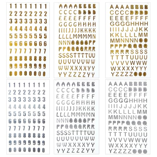 JIHUOO 6 Bögen Glitzer-Aufkleber für Buchstaben, Zahlen, selbstklebende Alphabet-Aufkleber, 3D-glänzende Scrapbooking-Zahlen-Aufkleber, Folien-Abschlusskappe, Buchstaben, Aufkleber, Mini-Buchstaben JIHUOO 6 Bögen Glitzer-Aufkleber für Buchstaben, Zahlen, selbstklebende Alphabet-Aufkleber, 3D-glänzende Scrapbooking-Zahlen-Aufkleber, Folien-Abschlusskappe, Buchstaben, Aufkleber, Mini-Buchstaben von JIHUOO