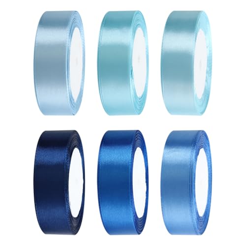 JIHUOO 6 Rollen 2,5 cm x 22 m buntes Satinband Geschenkverpackung Verpackungsband Stoff Dekorierband Blumenbouquet Band Hochzeit Dekoband Basteln Schleifenband Blau JIHUOO 6 Rollen 2,5 cm x 22 m buntes Satinband Geschenkverpackung Verpackungsband Stoff Dekorierband Blumenbouquet Band Hochzeit Dekoband Basteln Schleifenband Blau von JIHUOO