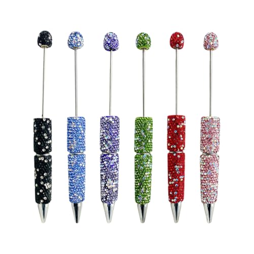 JIHUOO 6 Stück Vollstrass-Stifte mit Glitzer-Diamant-Perlen, einziehbare Perlenstifte, handgefertigte Kunststoffperlenstifte, glitzernde Kugelschreiber, niedliche Journaling-Stifte für Frauen JIHUOO 6 Stück Vollstrass-Stifte mit Glitzer-Diamant-Perlen, einziehbare Perlenstifte, handgefertigte Kunststoffperlenstifte, glitzernde Kugelschreiber, niedliche Journaling-Stifte für Frauen von JIHUOO