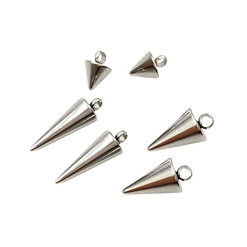 JIHUOO 60 Stück Edelstahl-Kegel-Charms, Metall-Spike-Anhänger, Gothic-Perlen, Charms für selbstgemachte Halsketten, Schmuckherstellung, Zubehör, Edelstahl JIHUOO 60 Stück Edelstahl-Kegel-Charms, Metall-Spike-Anhänger, Gothic-Perlen, Charms für selbstgemachte Halsketten, Schmuckherstellung, Zubehör, Edelstahl von JIHUOO