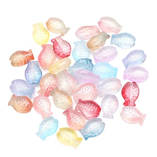 JIHUOO 60 Stück Fisch Glasperlen Perlen zum Auffädeln Glitzerperlen Bastelperlen Schmuckperlen Zwischenperlen für Handwerk Schmuckherstellung Helle Farbe von JIHUOO