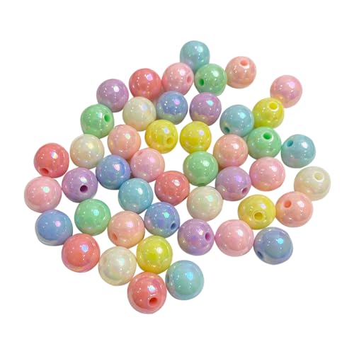 JIHUOO 60 Stück runde Acrylperlen, 16 mm, Bonbonfarben, Armbandperlen, Kunststoff-Pastellperlen, großes Loch, lose Abstandshalter, Perlen mit Loch für Schmuckherstellung, Frühlingsfarbe von JIHUOO