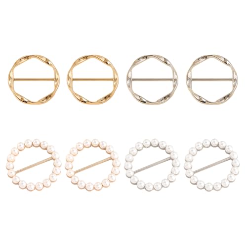 JIHUOO 8 Stück Metallperle Schal Ring Clips Mode Schals Schnalle Schal Schiebering Schal Halter Ringe T-Shirt Krawatte Clips Hals Schal Verschluss Kleidung Taille Cinch-Clips von JIHUOO