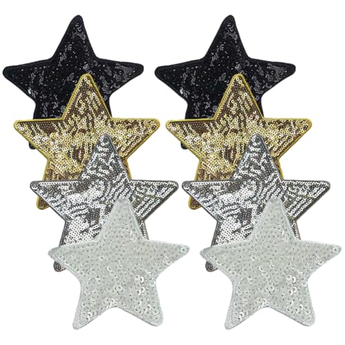JIHUOO 8 Stück große Pailletten-Stern-Flicken zum Aufbügeln auf Sternen, bestickte Sternapplikation, glänzende Kleidung, Rucksack, Kostüm, Kleider, Hüte, Reparaturflicken JIHUOO 8 Stück große Pailletten-Stern-Flicken zum Aufbügeln auf Sternen, bestickte Sternapplikation, glänzende Kleidung, Rucksack, Kostüm, Kleider, Hüte, Reparaturflicken von JIHUOO