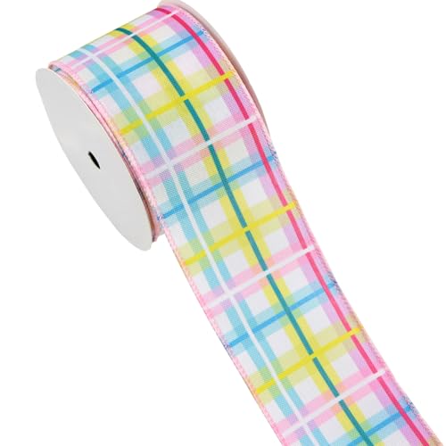 JIHUOO 9,1 m buntes kariertes Band mit Drahtrand, Pastellfarben, Oster-Bastelband, Frühlingsfarben, Stoffband, Drahtrand, Urlaubskranz, Geschenkband, Rolle, 9,1 m JIHUOO 9,1 m buntes kariertes Band mit Drahtrand, Pastellfarben, Oster-Bastelband, Frühlingsfarben, Stoffband, Drahtrand, Urlaubskranz, Geschenkband, Rolle, 9,1 m von JIHUOO
