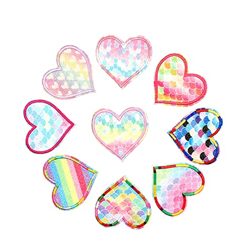 JIHUOO 9 Stücke Herz Bügelflicken Aufbügeln Nähen Flicken Aufnäher Bügeleisen Patches Sticker Bügelbild Applikation für Kleidung Taschen von JIHUOO