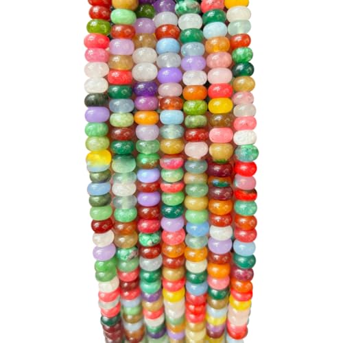 JIHUOO Abakus-Steinperlen, bunte Scheibenperlen, lose Abstandshalter, Edelsteinperlen, ästhetische Armbandperlen, Schmuckherstellung, Halskette, Bastelperlen, niedlicher Schlüsselanhänger, 75 Stück von JIHUOO