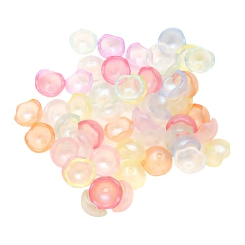 JIHUOO Acryl-Blumen-Perlenkappen, transparent, leuchtet im Dunkeln, ästhetische Blumenperlen, niedliche Glitzerperlen, Quallen-Charm-Perlen, Windspiel-Perlen, Schmuckherstellung, ca. 84 Stück von JIHUOO
