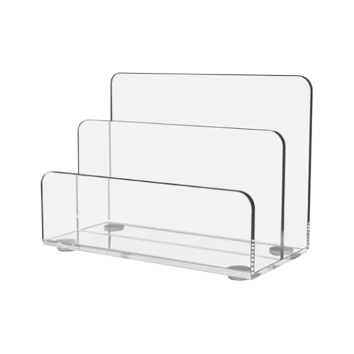 JIHUOO Aktenhalter aus transparentem Acryl, 2 Fächer, für den Schreibtisch, Brief-Organizer, Aktenordner, Dokumentensortierer, Schreibtischständer, Tischplatte, Zeitschriftenhalter von JIHUOO