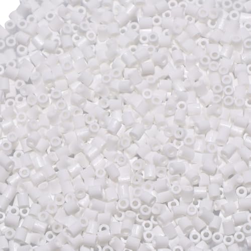 JIHUOO Bügelperlen aus Eisen, 5 mm, schmelzend, schmelzbar, Perlen-Perlen-Set, Mini-Samen-Abstandshalter, handgefertigt, Dekorperle für Kunst und Handwerk, Weiß, 2000 Stück von JIHUOO
