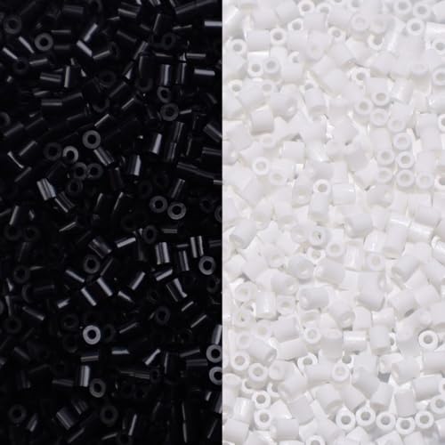 JIHUOO Bügelperlen aus Eisen, 5 mm, schmelzend, schmelzbar, Perlen-Perlen-Set, Mini-Samen-Abstandshalter, handgefertigte Dekoperlen für Kunst und Handwerk, Schwarz-Weiß, 2000 Stück JIHUOO Bügelperlen aus Eisen, 5 mm, schmelzend, schmelzbar, Perlen-Perlen-Set, Mini-Samen-Abstandshalter, handgefertigte Dekoperlen für Kunst und Handwerk, Schwarz-Weiß, 2000 Stück von JIHUOO