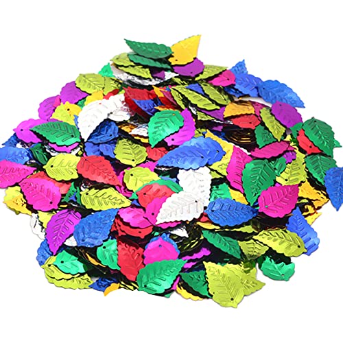 JIHUOO Bunt Glitzer Pailetten: 2000 Stück, PVC, Blattförmig, Blumenförmig, Bastelperle, für Handgefertigte Grußkarten, Album, Kleidung, Schuhe, Dekoration, Basteln, Mehrfarbig von JIHUOO