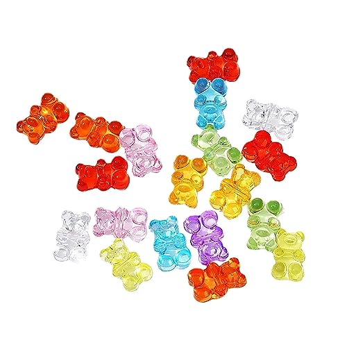 JIHUOO Bunte Gummibärchen Acrylperlen, 18 mm, Kawaii, Bonbonfarben, niedliches Tier-Abstandshalter für Armbänder, Halsketten, Schmuckherstellung, horizontales Loch, 100 Stück von JIHUOO