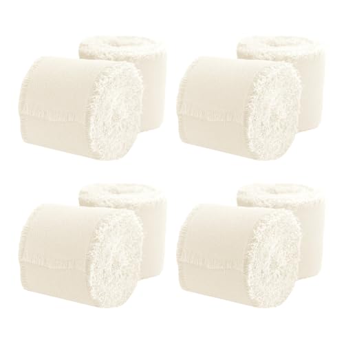 JIHUOO Chiffonband mit Fransen zum Basteln, Hochzeitseinladungsband, Blumenbouquet, elegantes Stoffband, Geschenkverpackung, Kuchendekoration, Beige, 8 Rollen JIHUOO Chiffonband mit Fransen zum Basteln, Hochzeitseinladungsband, Blumenbouquet, elegantes Stoffband, Geschenkverpackung, Kuchendekoration, Beige, 8 Rollen von JIHUOO
