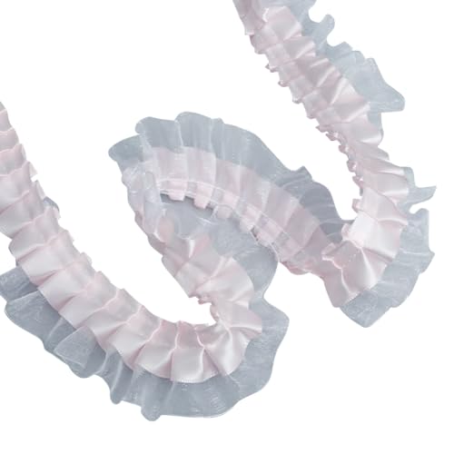 JIHUOO Doppelschichtiges Rüschenband, Satin-Organza-Bordüre, Spitze, plissiert, Nähen, Spitze, Basteln, Besatz, Stoff, Verzierung, Kleid, Zierband, Rosa, 6 Meter JIHUOO Doppelschichtiges Rüschenband, Satin-Organza-Bordüre, Spitze, plissiert, Nähen, Spitze, Basteln, Besatz, Stoff, Verzierung, Kleid, Zierband, Rosa, 6 Meter von JIHUOO